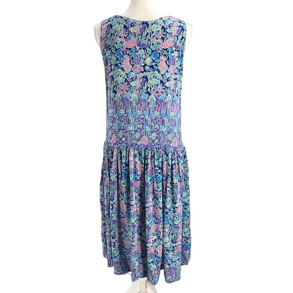 Rainbow Jo Vintage Women Size Large Hawaiian Tropical Print Natural Fiber Dress - Picture 2 of 10